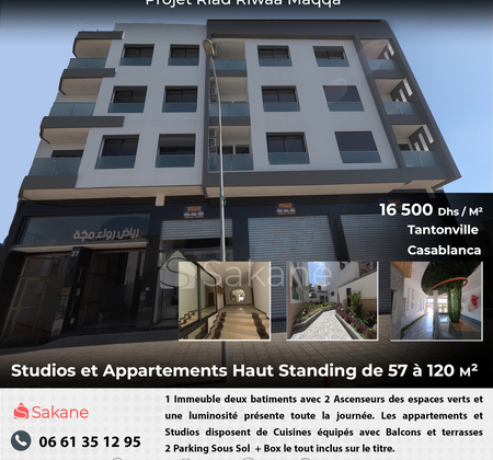 Studios et appartements de 57 à 120 M² sur Tantonville à Casablanca